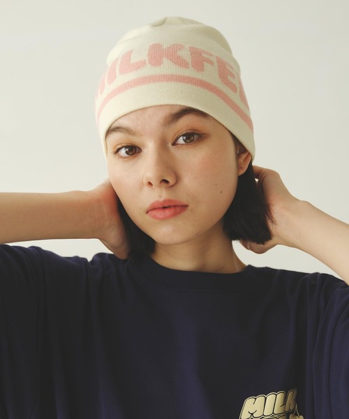 MILKFED.（ミルクフェド） ニット帽 ニットキャップ LOGO JACQUARD