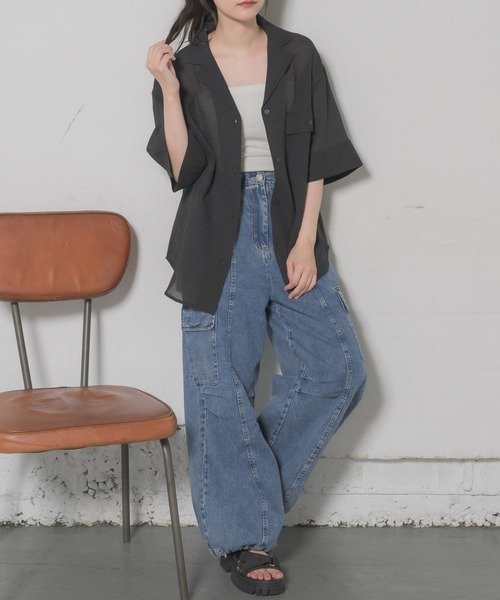 ブラウス シャツ ジャージー 開襟シャツ レディース zp-cn-063-h1.jpg