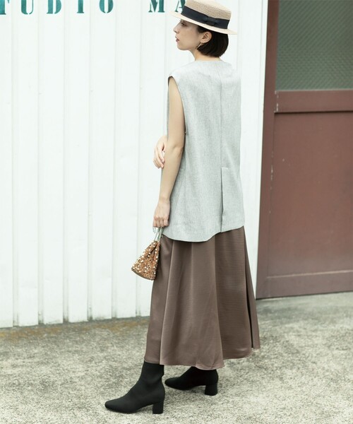 24SS Spick＆Span ヴィンテージサテン プリーツキャミソールドレス 24SS Spick＆Span ヴィンテージサテン プリーツキャミソールドレス