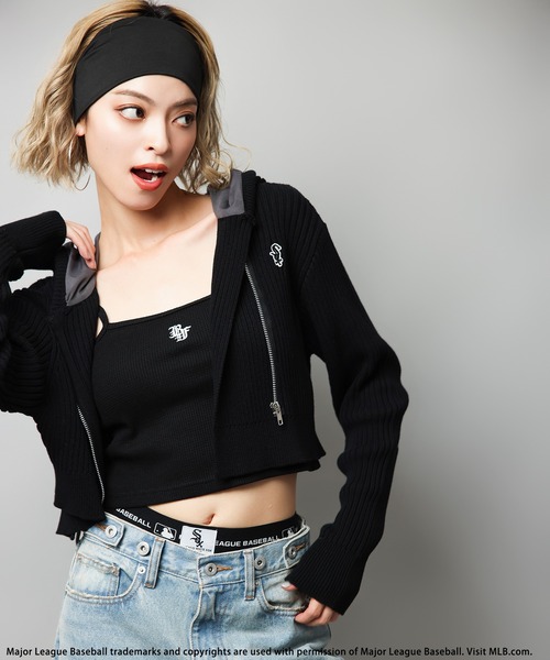 melt the lady body jersey set Ⅱ パーカー BACK TO THE FIELD パーカー 「MLB」エルボーパッチニットロゴ