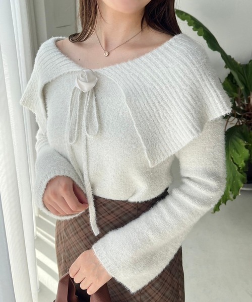 one after another NICE CLAUP ニット コサージュセット/スパンコール