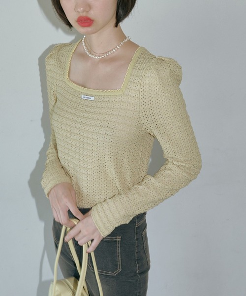 Lil Ambition スクエアレーシートップス Lil Ambition tシャツ スクエアレーシートップス レディース