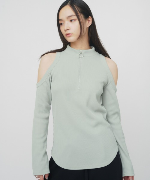 tシャツ SHOULDER HOLE RIB TOPS / ショルダーホールリブトップス レディース