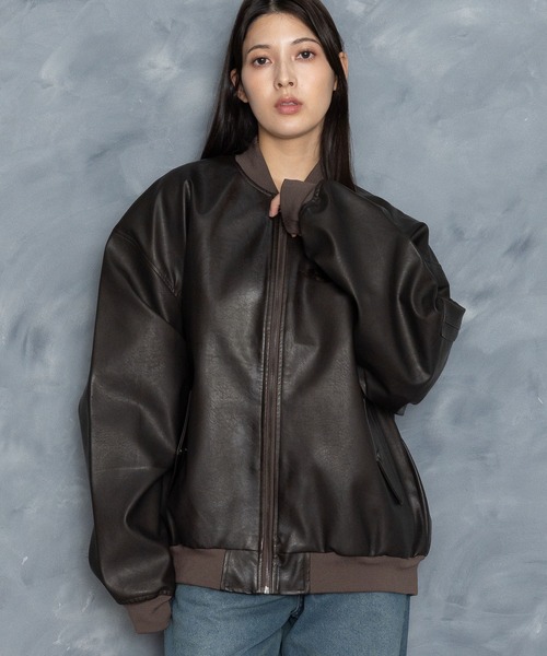 ジャケット・アウター vintage MA-1 Starting Over ma1 ma-1 Vintage-like synthetic leather MA-1