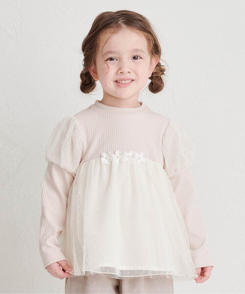 coel コエル　フラワーモチーフチュールトップス apres les cours（アプレレクール） tシャツ フラワーモチーフチュール