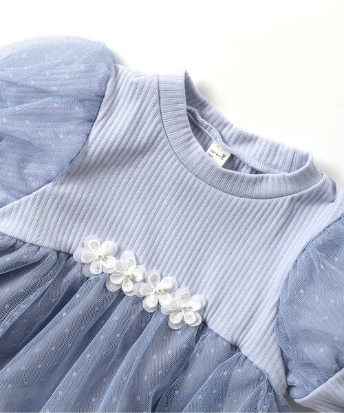 apres les cours tシャツ フラワーモチーフチュールドッキングトップス 