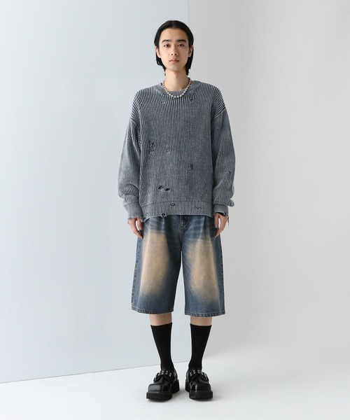 HARE ジーンズ 「SET UP対応」ダメージデニムバギーショーツ