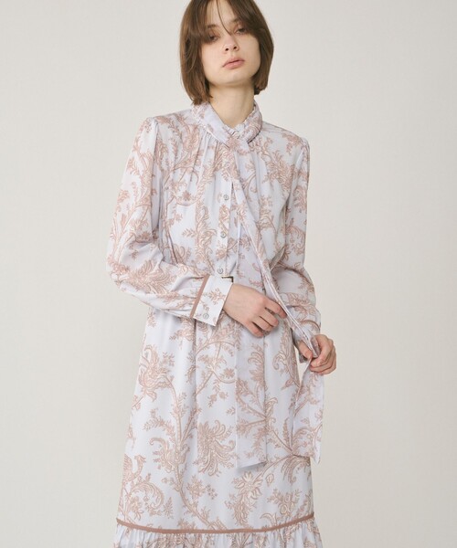 GRACE CONTINENTAL サラサプリントリボン付ワンピース　長袖 サラサプリントリボン付ワンピース / GRACE CONTINENTAL | GRACE