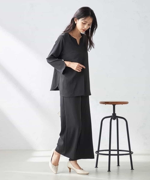 a.v.v（アー・ヴェ・ヴェ） パンツ 「洗える/イージーケア」サテン