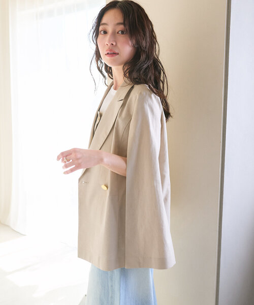 ほぼ未使用 ルビアム サマー ダブル テーラードジャケット コットン レーヨン La boutique Bonbon ジャケット テーラードジャケット 「名品