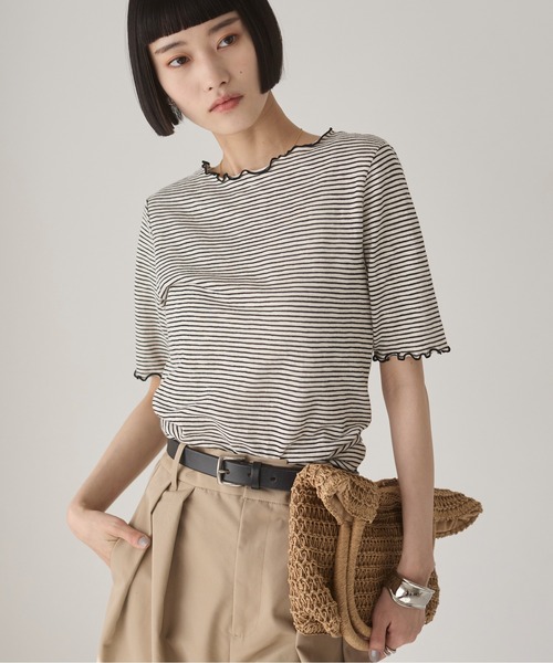 シンメ　ボーダートップス ANGIE tシャツ ボーダー メロウ シアートップス レディース