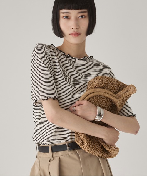 ANGIE tシャツ ボーダー メロウ シアートップス レディース