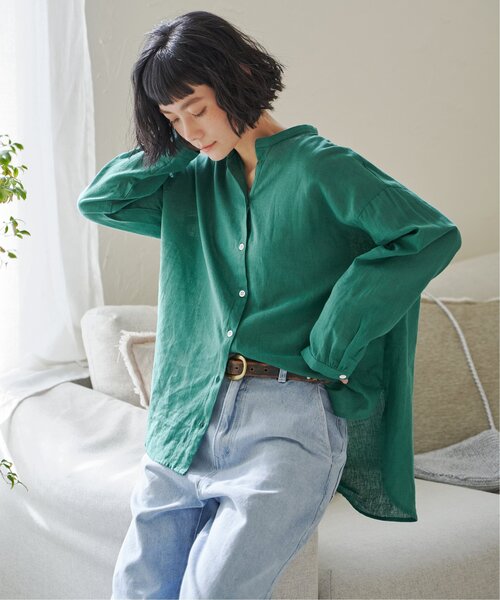 LINENメッシュバンドカラーシャツ 追加》LINENメッシュバンドカラーシャツ（シャツ／ブラウス