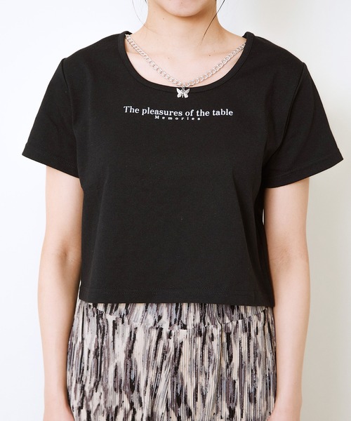 tシャツ 半袖 「チョーカー風ネックレス付き」レディース ロゴTシャツ
