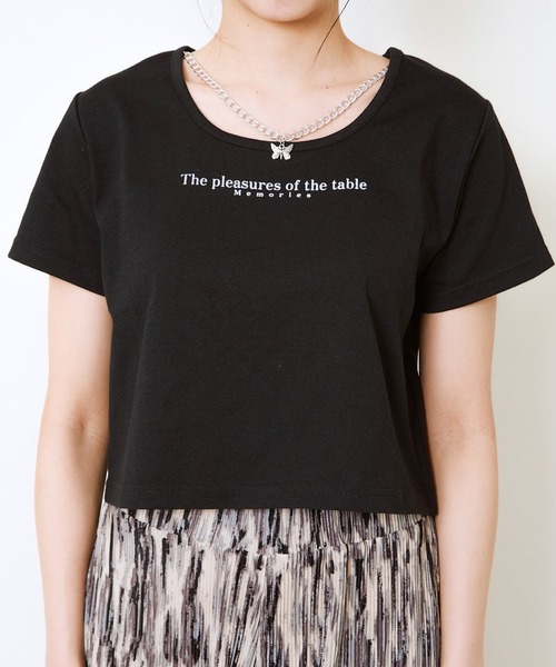 tシャツ 「チョーカー風ネックレス付き」レディース ロゴTシャツ