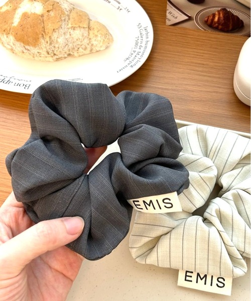 ストライプ シュシュ ダークグレー lit.Cy（リットシー） シュシュ T/R ピンストライプ シュシュ