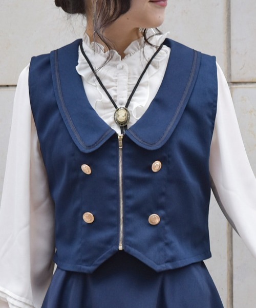 axes femme（アクシーズ ファム） ベスト ジレ ディープネックジップ