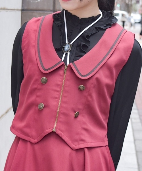 axes femme（アクシーズ ファム） ベスト ジレ ディープネックジップ