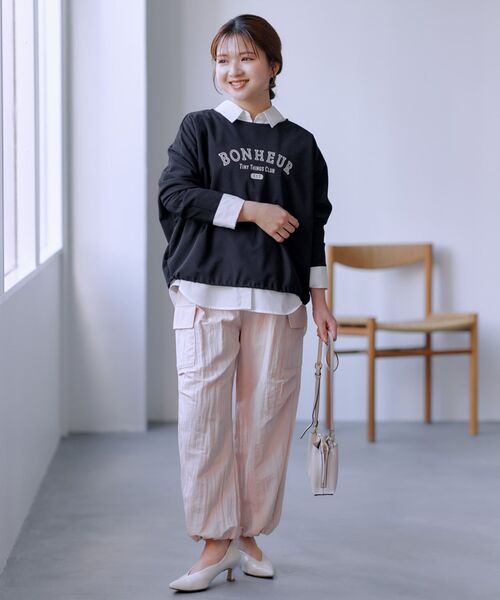 tシャツ カットジョーゼットドロストトップス 「低身長・小柄女性」 レディース tシャツ カットジョーゼットドロストトップス 「低身長・小柄