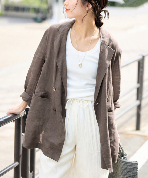 24SS スローブイエナ ラミージョーゼットジャケット　リネン100 SLOBE IENA｜ラミージョーゼットジャケット | Rakuten Fashion