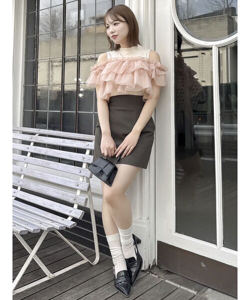 dazzlin tシャツ 2WAYスリーブコンパクトフリルトップス