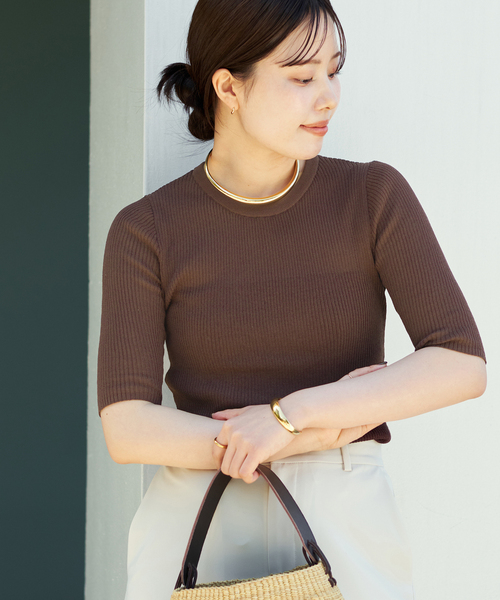 ニット セーター whisper rib sheer プルオーバー レディース