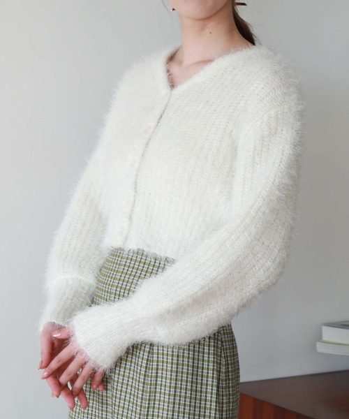 「archives」 ニットカーディガン MEDIUM ブルー レディース_画像3