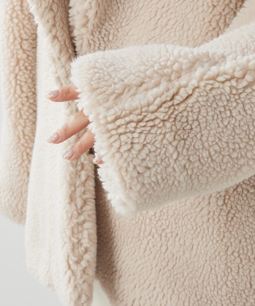 Whim Gazette ウィムガゼット ノーカラーロングコート 毛 ベージュ