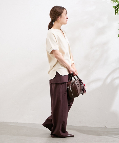 tシャツ M0696 ピグメント加工スキッパー レディース JOURNAL STANDARD tシャツ 抗菌防臭ドライポンチスキッパー