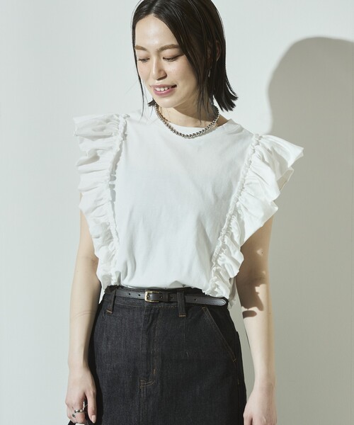 tシャツ Firsthand/ファーストハンド オーガニックコットン ペプラム切り替えトップス / 5分袖Tシャツ レディース Firsthand tシャツ Firsthand/ファーストハンド オーガニック
