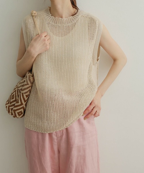 「URBAN RESEARCH DOORS」 ノースリーブニット MEDIUM ホワイト レディース