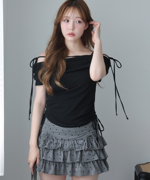 one after another NICE CLAUP tシャツ オフショルダーリボン
