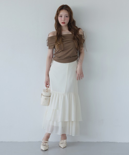 mylan オールインワン　リボン　オフショルダー One Shoulder Ribbon Tops | Coral – MYLAN ONLINE SHOP