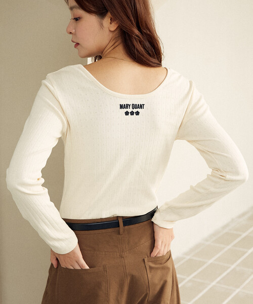 tシャツ MARY QUANT × PUBLUX/マリークワント ワンポイント刺繍 2WAY 針抜きフライス ロンT　限定展開 レディース | PUBLUX | 23