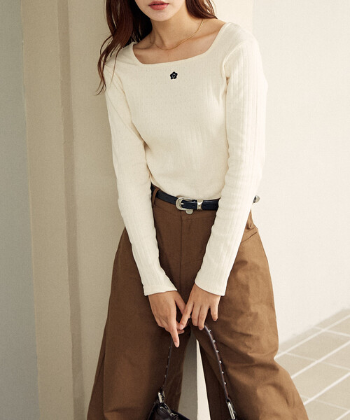tシャツ MARY QUANT × PUBLUX/マリークワント ワンポイント刺繍 2WAY 針抜きフライス ロンT　限定展開 レディース | PUBLUX | 22