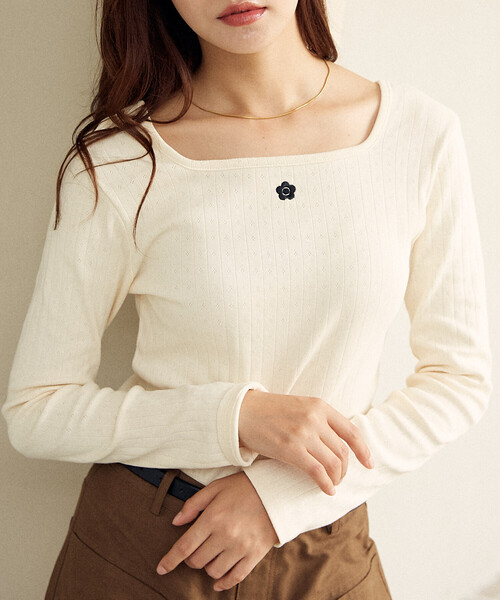 tシャツ MARY QUANT × PUBLUX/マリークワント ワンポイント刺繍 2WAY 針抜きフライス ロンT　限定展開 レディース | PUBLUX | 20
