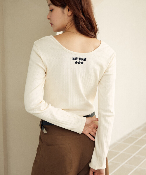tシャツ MARY QUANT × PUBLUX/マリークワント ワンポイント刺繍 2WAY 針抜きフライス ロンT　限定展開 レディース | PUBLUX | 15