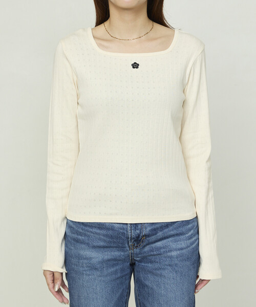 tシャツ MARY QUANT × PUBLUX/マリークワント ワンポイント刺繍 2WAY 針抜きフライス ロンT　限定展開 レディース | PUBLUX | 14