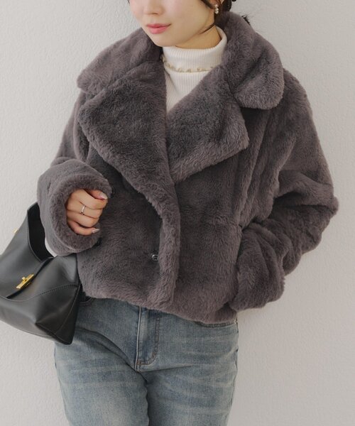 ANOTHER BRANCH OLIVE des OLIVE コート アウター ラビット風ファー