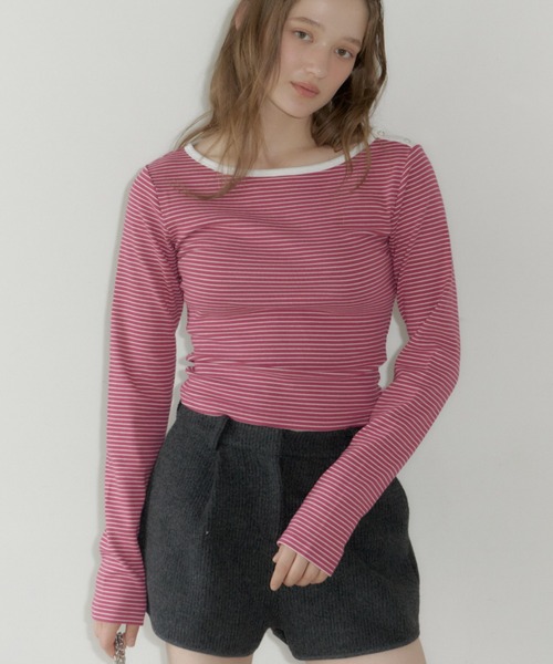 GIUNON tシャツ boat neck border long-t / ボートネックボーダーロンT