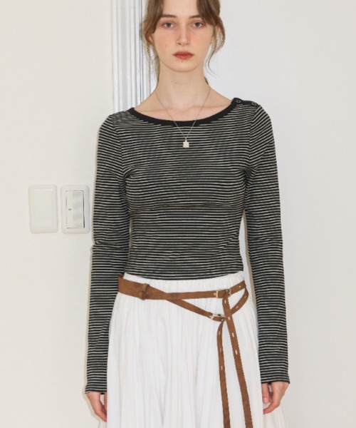 GIUNON tシャツ boat neck border long-t / ボートネックボーダーロンT