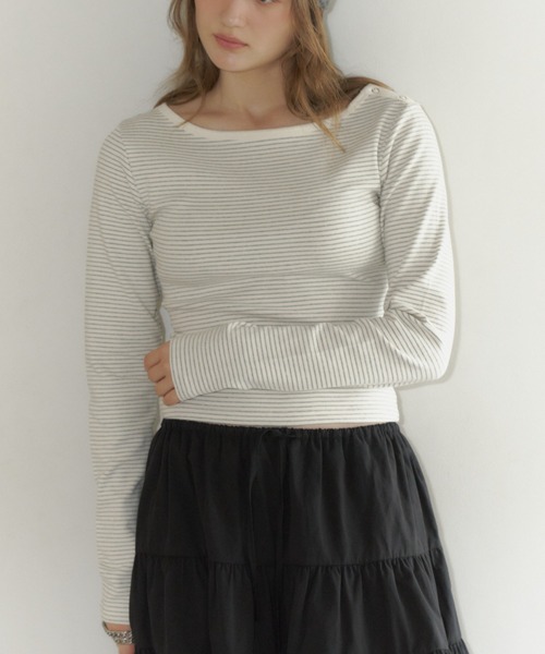 GIUNON tシャツ boat neck border long-t / ボートネックボーダーロンT