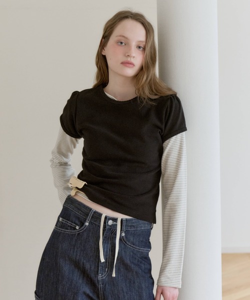 GIUNON tシャツ boat neck border long-t / ボートネックボーダーロンT