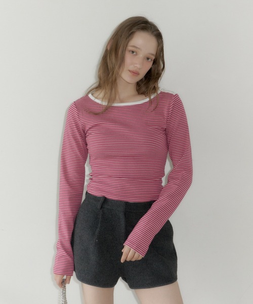 GIUNON tシャツ boat neck border long-t / ボートネックボーダーロンT
