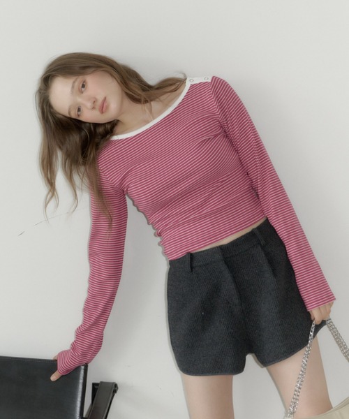 GIUNON tシャツ boat neck border long-t / ボートネックボーダーロンT