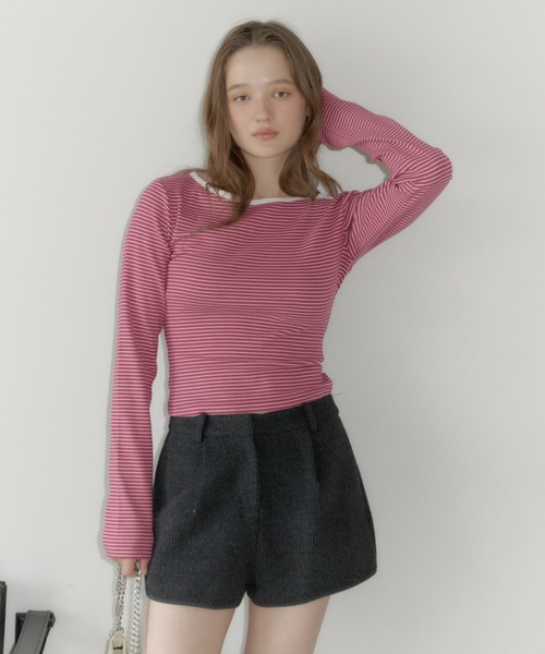 GIUNON tシャツ boat neck border long-t / ボートネックボーダーロンT