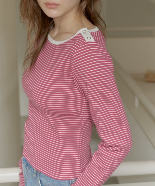 GIUNON tシャツ boat neck border long-t / ボートネックボーダーロンT