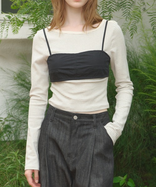 GIUNON tシャツ boat neck border long-t / ボートネックボーダーロンT