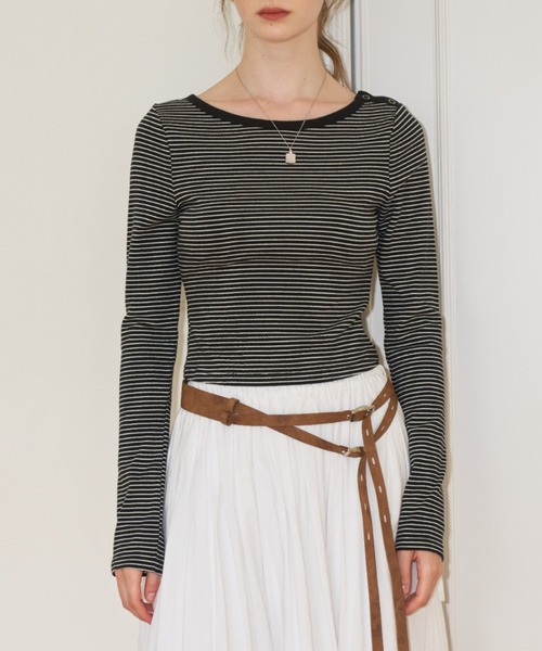 ボートネックボーダーロングT GIUNON tシャツ boat neck border long-t / ボートネックボーダーロンT