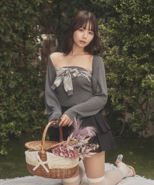 M DOLLY アンサンブル argyle grazia knit set tops/アーガイル